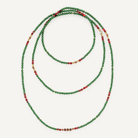 Bracelets colliers - GLINDA GREEN FOREST - TETES BLONDES – bijou déplié sur fond blanc
