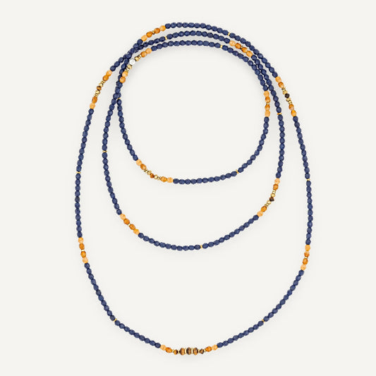 Bracelets colliers - GLINDA BLEU MARINE MAT - TETES BLONDES – bijou déplié sur fond blanc