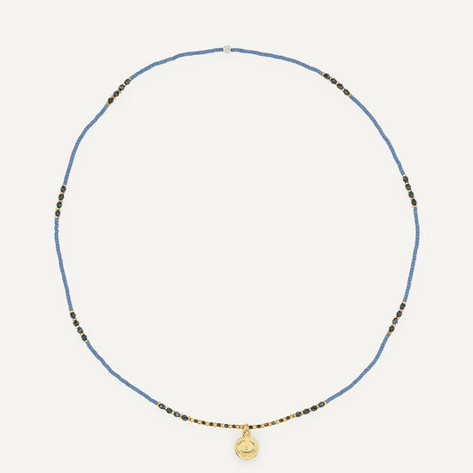 Bracelets colliers - INTUITION 3 BLEU - TETES BLONDES – bijou déplié sur fond blanc
